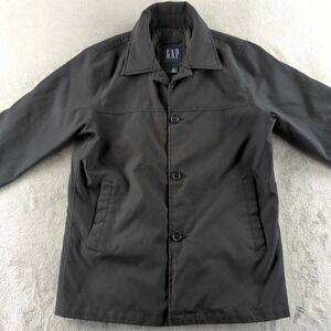 Vintage GAP Coat Mens Small Black Rain Jacket Lined Travel 90s Y2K Korea